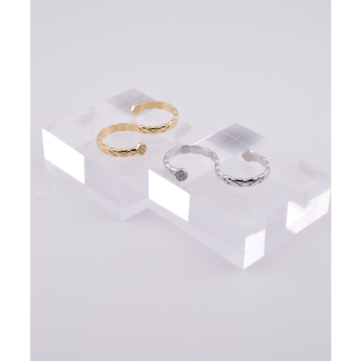 Glint Quilt Double Finger Ring | earyear | 詳細画像1 