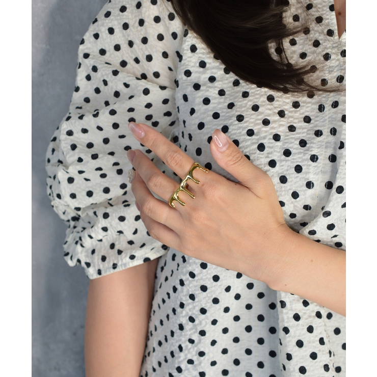 Crown Drape Double Finger Ring | earyear | 詳細画像11 