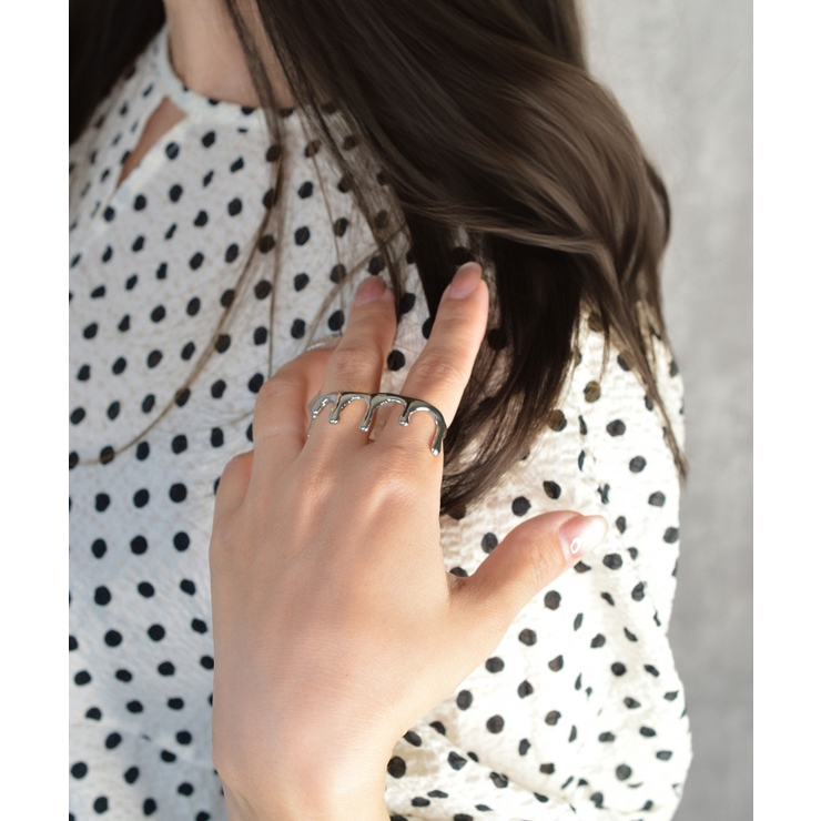 Crown Drape Double Finger Ring | earyear | 詳細画像2 
