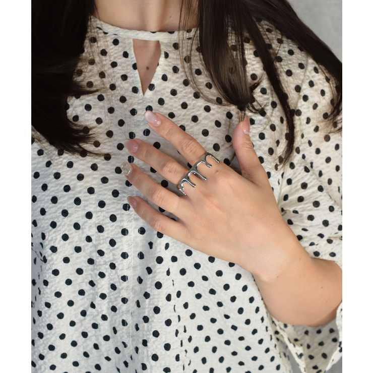 Crown Drape Double Finger Ring | earyear | 詳細画像4 