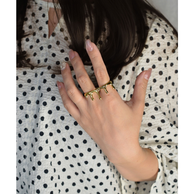 Crown Drape Double Finger Ring | earyear | 詳細画像9 