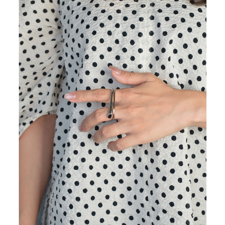 Wave Frame Double Finger Ring | earyear | 詳細画像2 