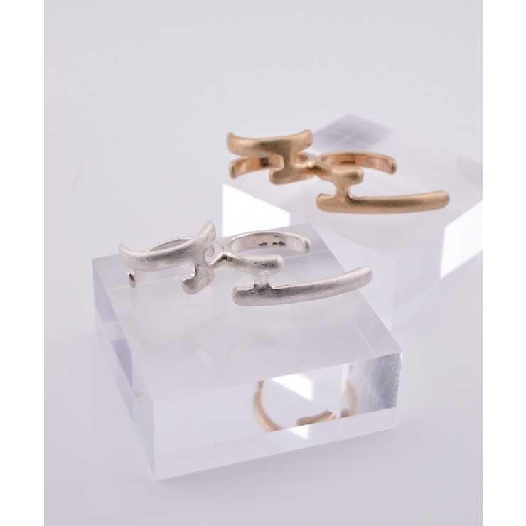 Curve Line Fusion Double Finger Ring | earyear | 詳細画像1 
