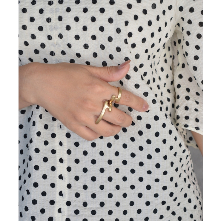 Curve Line Fusion Double Finger Ring | earyear | 詳細画像10 