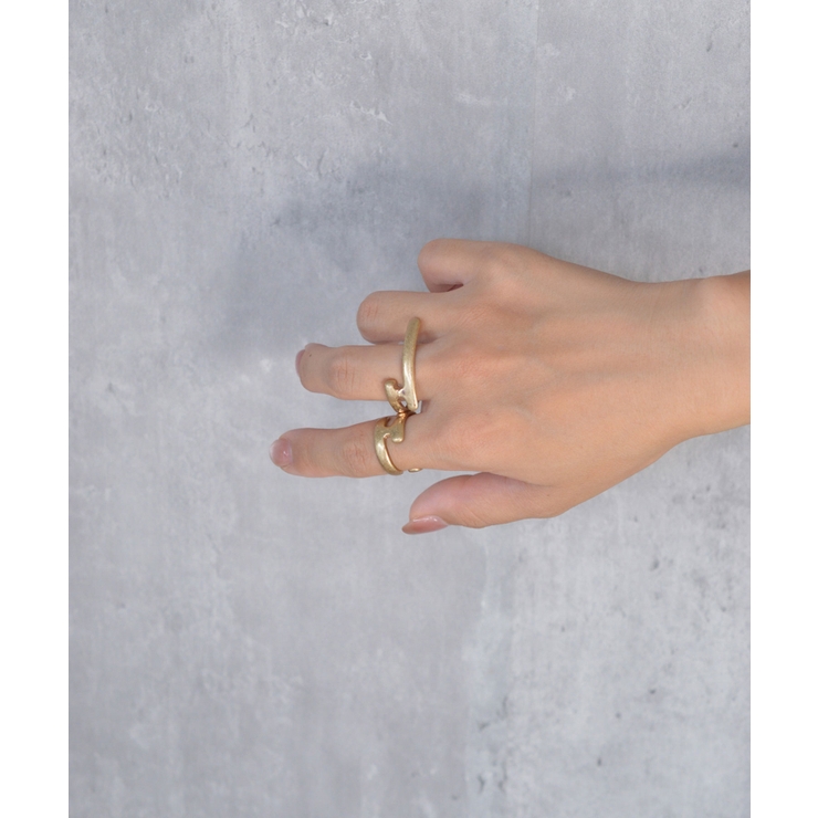 Curve Line Fusion Double Finger Ring | earyear | 詳細画像11 