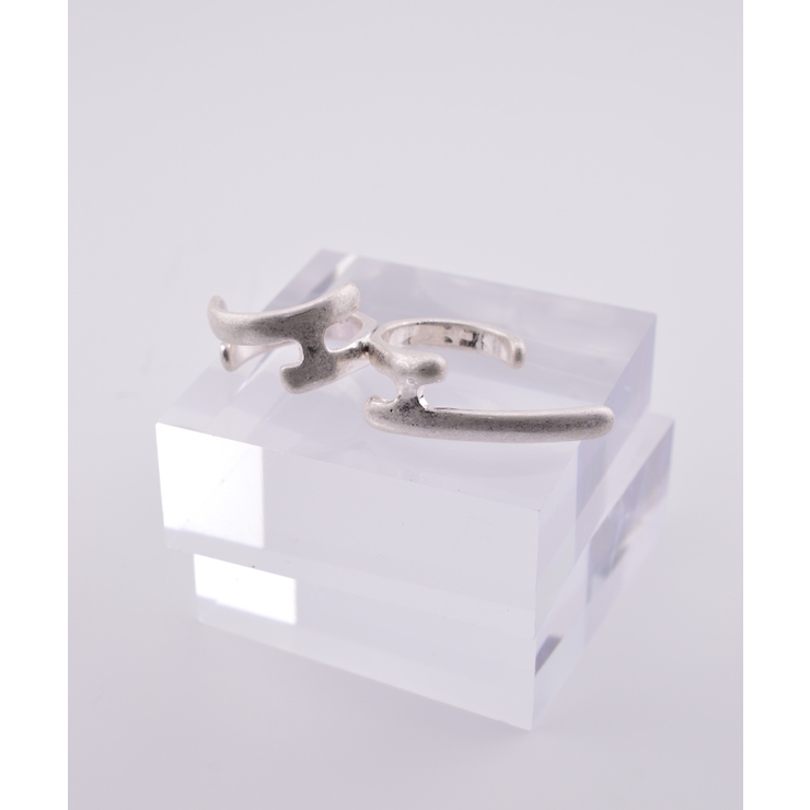 シルバー | Curve Line Fusion Double Finger Ring | earyear