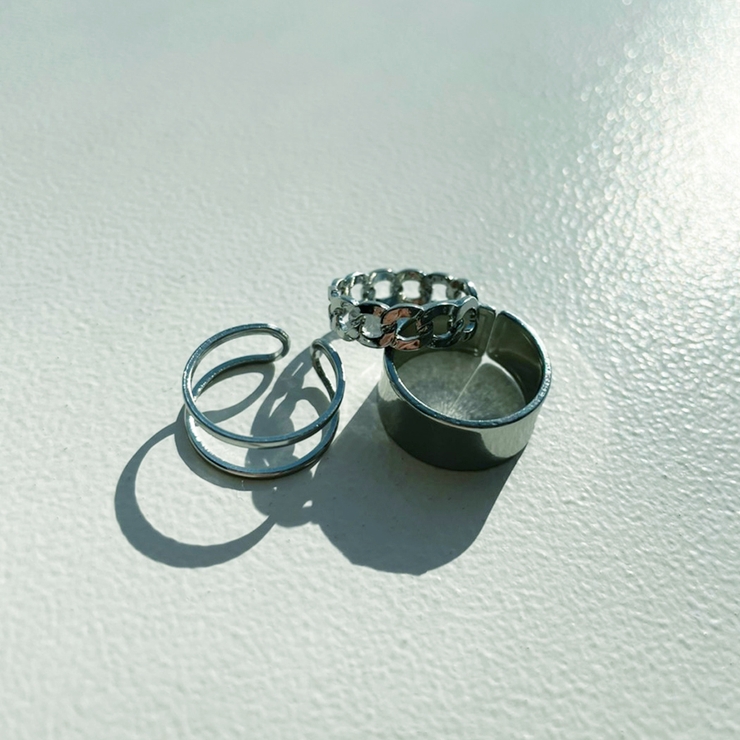 １着でも送料無料 シルバーリング 指輪 レディース メンズ 3種類セット フリーサイズ お揃い