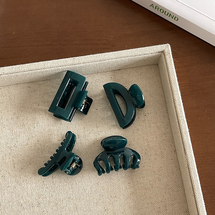 ダークグリーン | 4個セットヘアクリップ【韓国ファッション】 | Girly Doll