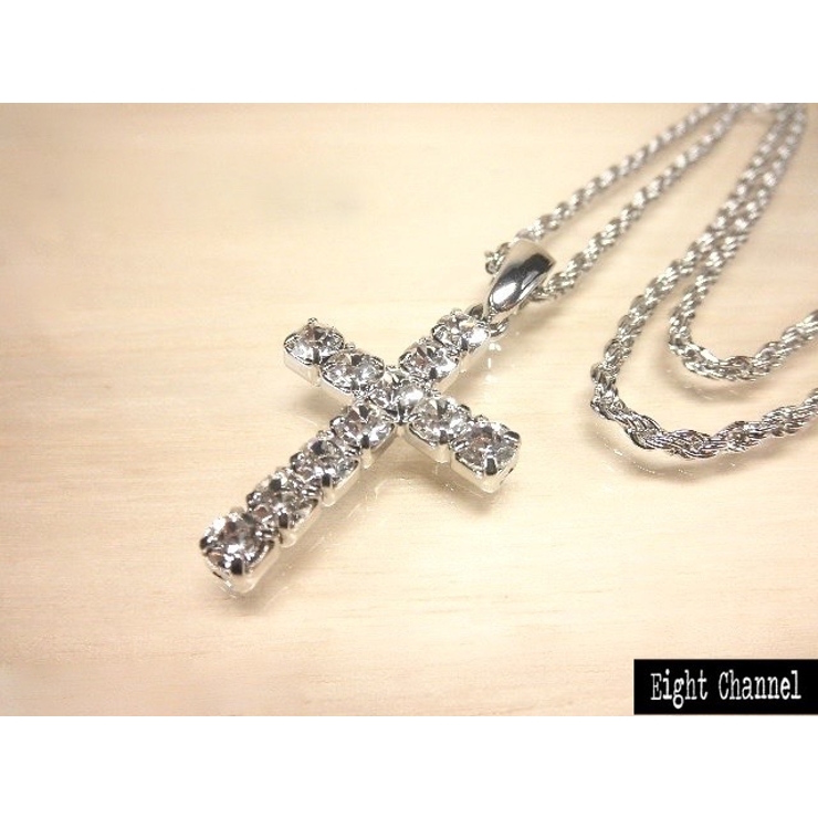 キラキラなクロスネックレス 十字架 大きめ[品番：ECLA0001445