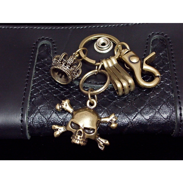 lovn＆hate スカル　チャーム スカルと王冠モチーフが下がったキーホルダー ロック パンク