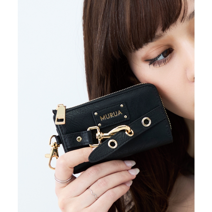 ブラック | MURUA(ムルーア)ナスカン付きL字ファスナーキーケース MR W1423 | ELGAES