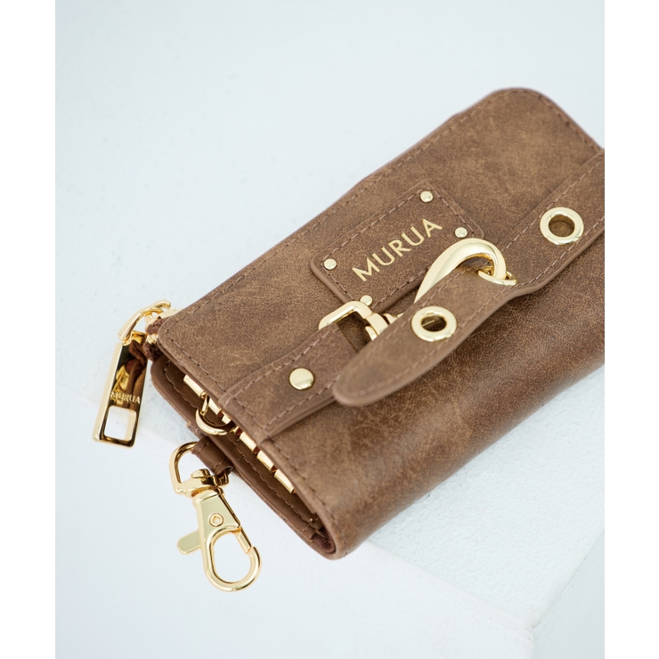 ブラウン | MURUA(ムルーア)ナスカン付きL字ファスナーキーケース MR W1423 | ELGAES