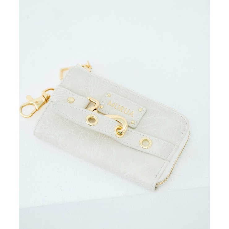 アイボリー | MURUA(ムルーア)ナスカン付きL字ファスナーキーケース MR W1423 | ELGAES