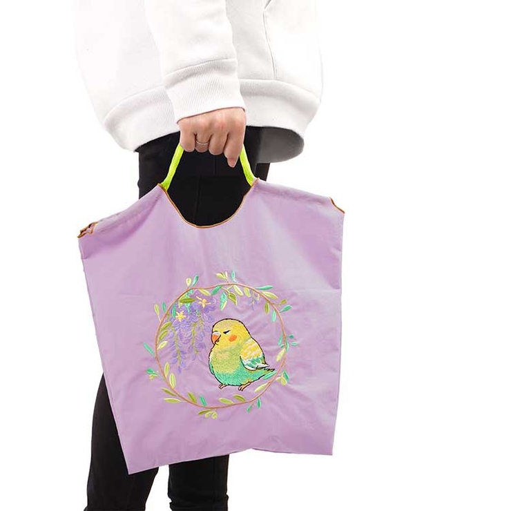 F：ラベンダー | トートバッグ 刺繍 エコバッグ | Emmmo