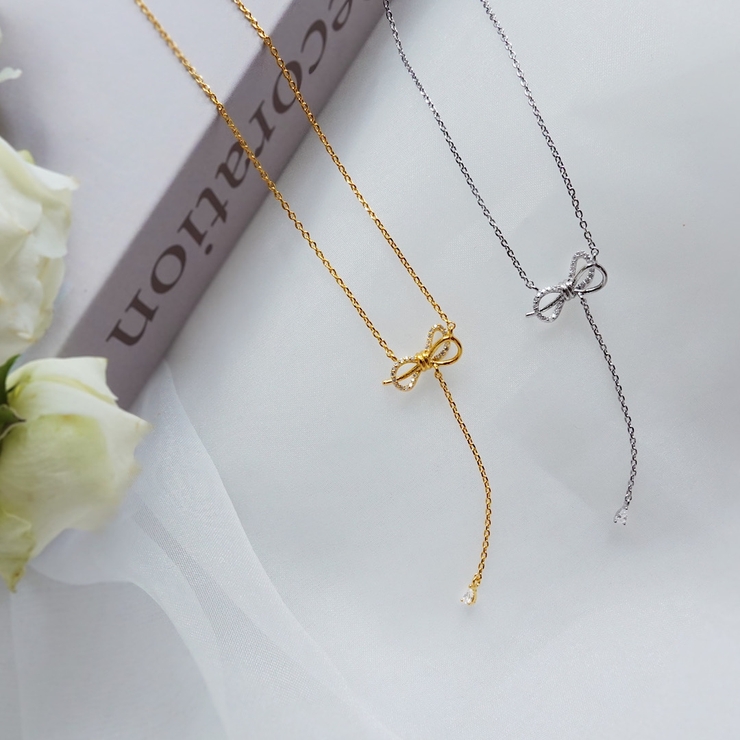 ダブルリボンチェーンネックレス【ニッケルフリー】 | enjoueel  | 詳細画像10 