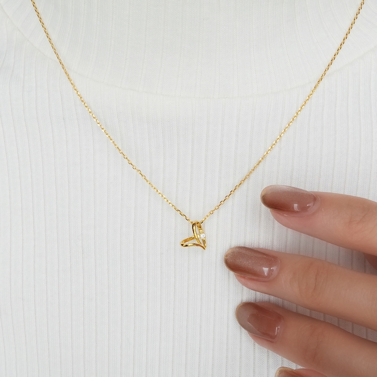 ホローハートネックレス【ニッケルフリー】 | enjoueel  | 詳細画像1 