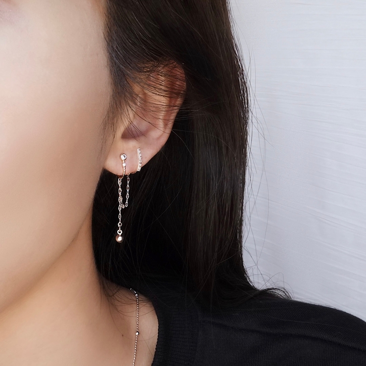 シャイニーチェーンダブルイヤーカフ【ニッケルフリー】 | enjoueel  | 詳細画像7 