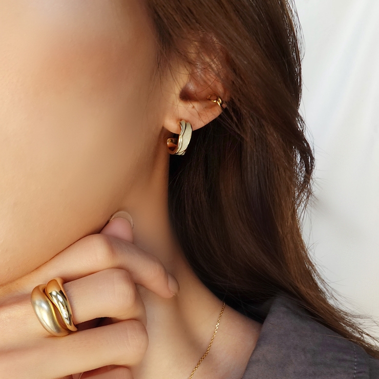 ニュアンスラインマーブルピアス【ニッケルフリー】 | enjoueel  | 詳細画像4 