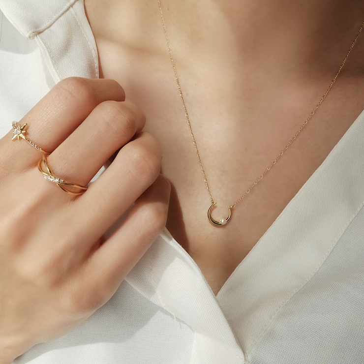 クレセントムーンパールネックレス 卸直営 ニッケルフリー ネックレス