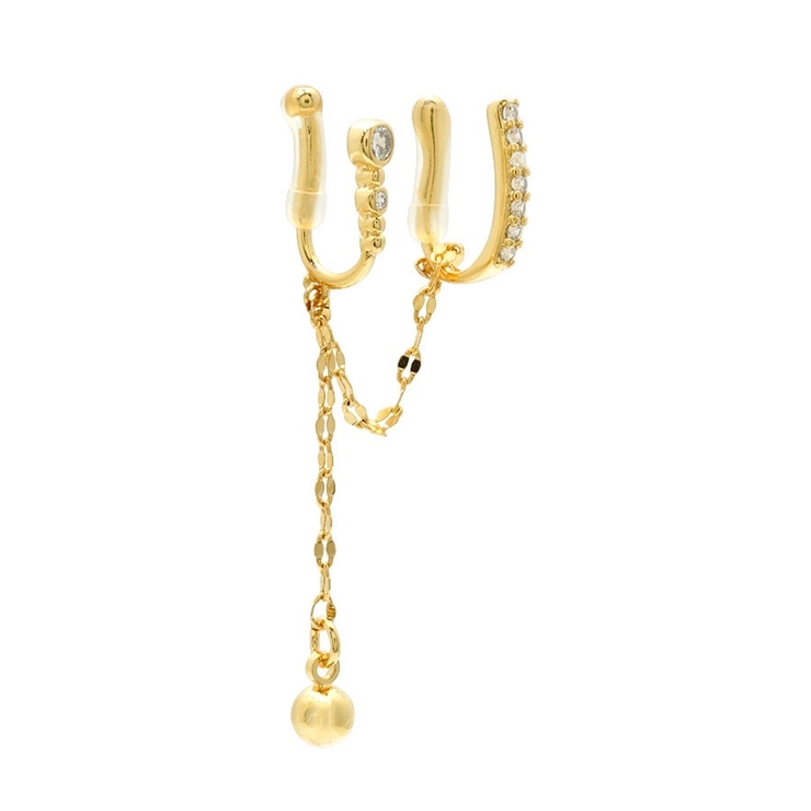 シャイニーチェーンダブルイヤーカフ【ニッケルフリー】 | enjoueel  | 詳細画像2 