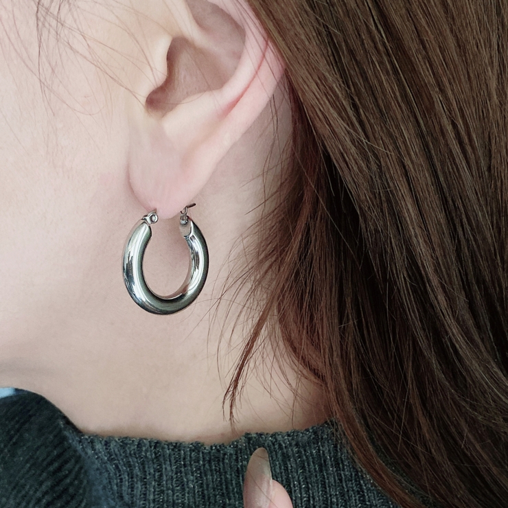 チャンキーフープステンレスメタルピアス サージカルステンレス金属アレルギー | FACION | 詳細画像7 