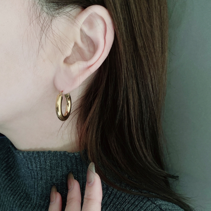 チャンキーフープステンレスメタルピアス サージカルステンレス金属アレルギー | FACION | 詳細画像9 