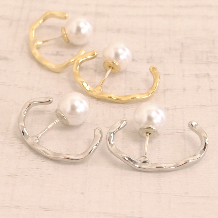 イヤーカフ風変形メタルラインピアス シルバー ゴールド | FACION | 詳細画像1 