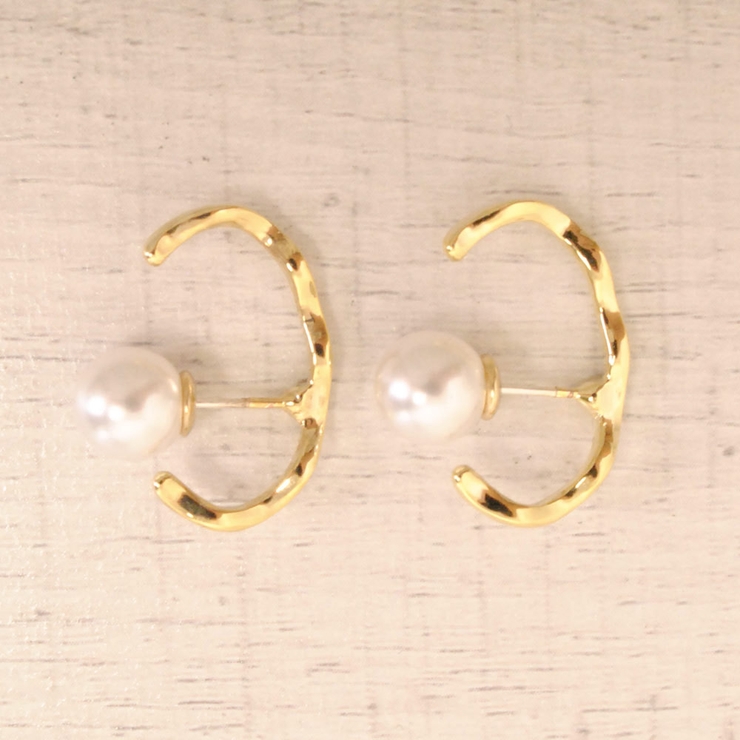 ゴールド | イヤーカフ風変形メタルラインピアス シルバー ゴールド | FACION