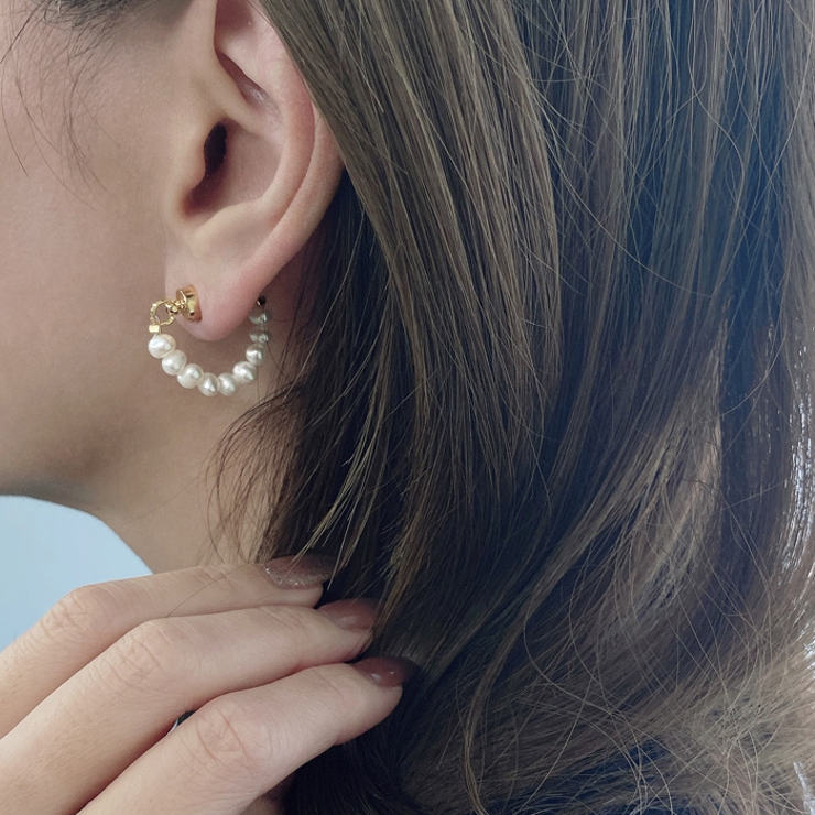 マグネット式淡水パールフープイヤリング ピアス イヤーカフ | FACION | 詳細画像7 