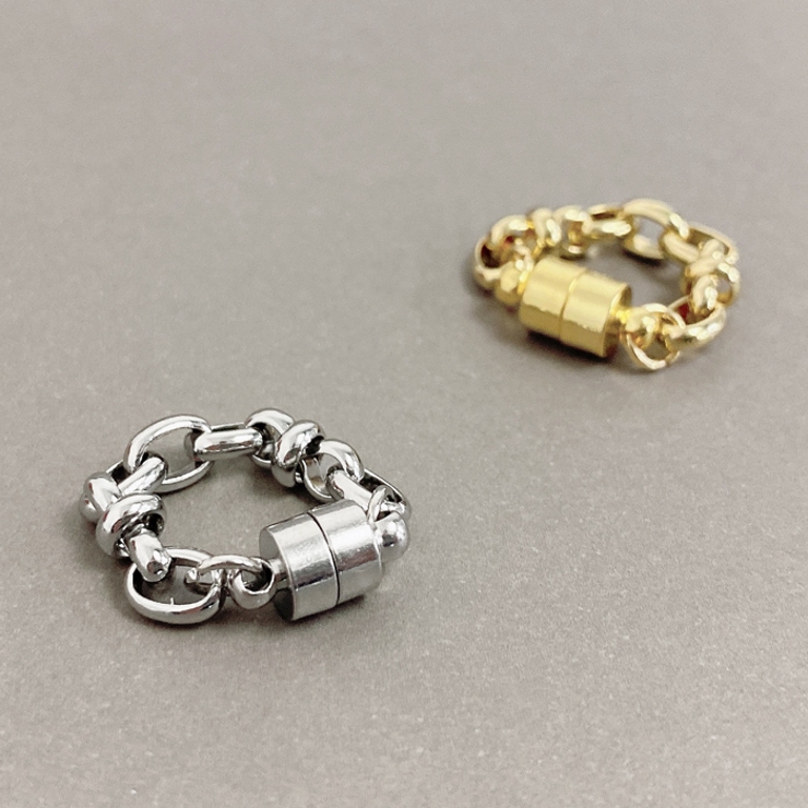 メタルチェーンマグネットフープイヤリング ピアス イヤーカフ | FACION | 詳細画像4 