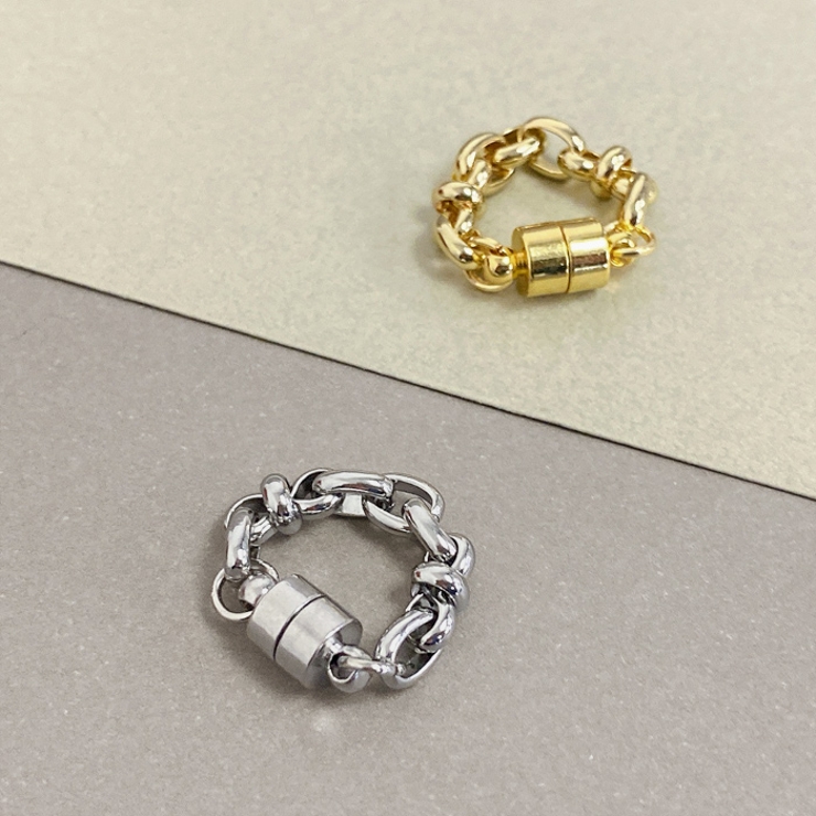 メタルチェーンマグネットフープイヤリング ピアス イヤーカフ | FACION | 詳細画像2 