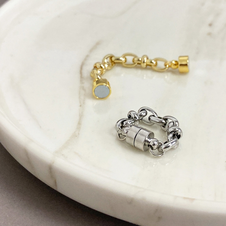 メタルチェーンマグネットフープイヤリング ピアス イヤーカフ | FACION | 詳細画像3 