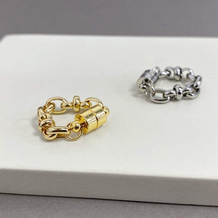 メタルチェーンマグネットフープイヤリング ピアス イヤーカフ | FACION | 詳細画像1 