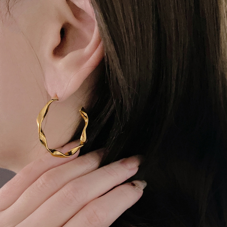 ステンレスウェーブフープピアス C型ツ変形 サージカルステンレス | FACION | 詳細画像6 