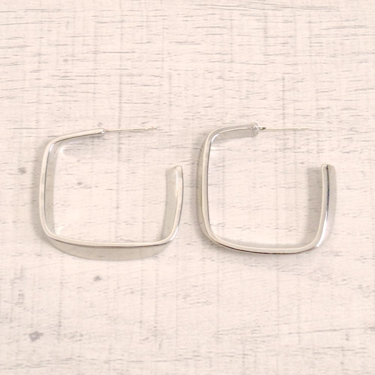 シルバー | スクエアメタルフープピアス シルバーゴールド | FACION