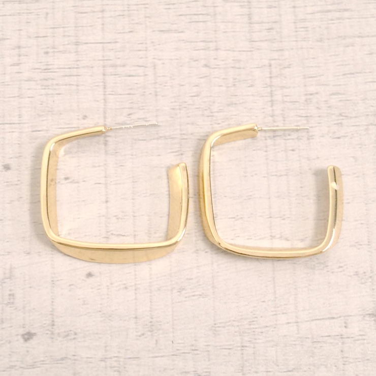 ゴールド | スクエアメタルフープピアス シルバーゴールド | FACION