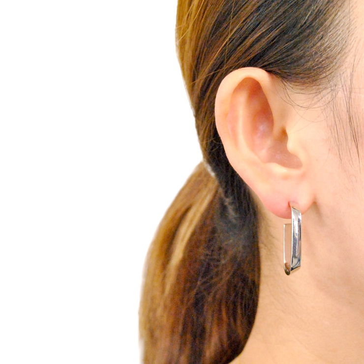 スクエアメタルフープピアス シルバーゴールド | FACION | 詳細画像4 