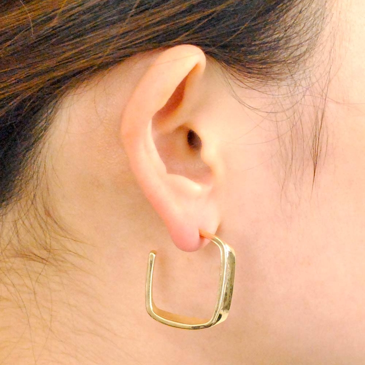 スクエアメタルフープピアス シルバーゴールド | FACION | 詳細画像7 