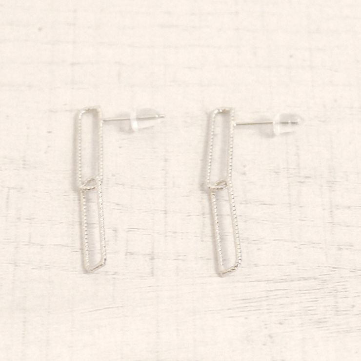 シルバー | スリムスクエアチェーンメタルピアス プチプラシルバーゴールドインスタ | FACION