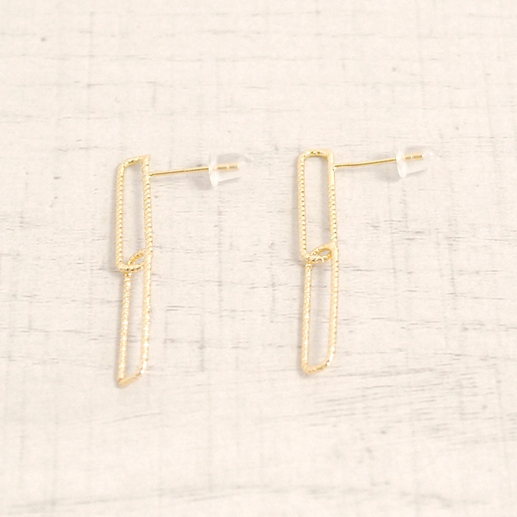 ゴールド | スリムスクエアチェーンメタルピアス プチプラシルバーゴールドインスタ | FACION