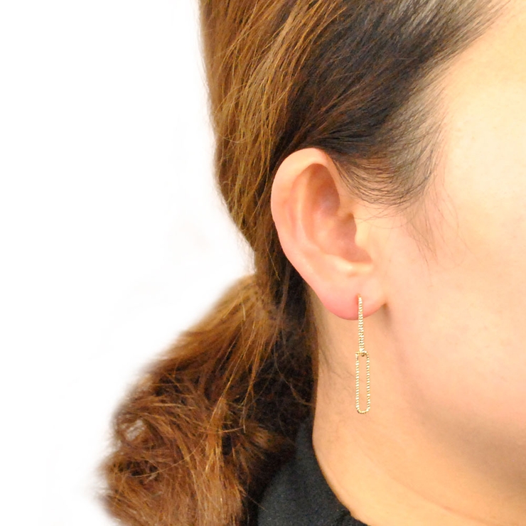 スリムスクエアチェーンメタルピアス プチプラシルバーゴールドインスタ | FACION | 詳細画像4 