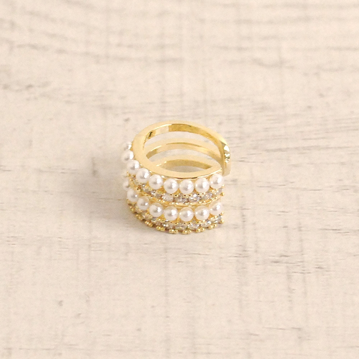 片耳用 パール＆CZストーンイヤーカフ 軟骨ピアスノンホールピアスイヤリング | FACION | 詳細画像2 