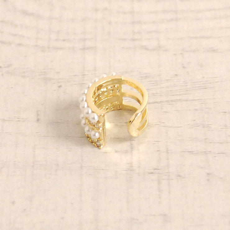 片耳用 パール＆CZストーンイヤーカフ 軟骨ピアスノンホールピアスイヤリング | FACION | 詳細画像3 