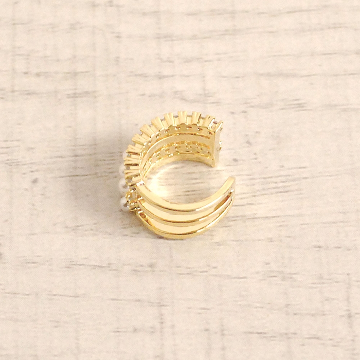 片耳用 パール＆CZストーンイヤーカフ 軟骨ピアスノンホールピアスイヤリング | FACION | 詳細画像4 