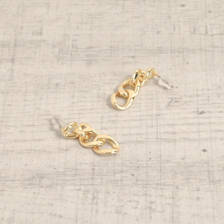 グラデーションメタルチェーンピアス シルバーゴールドパーティー | FACION | 詳細画像3 