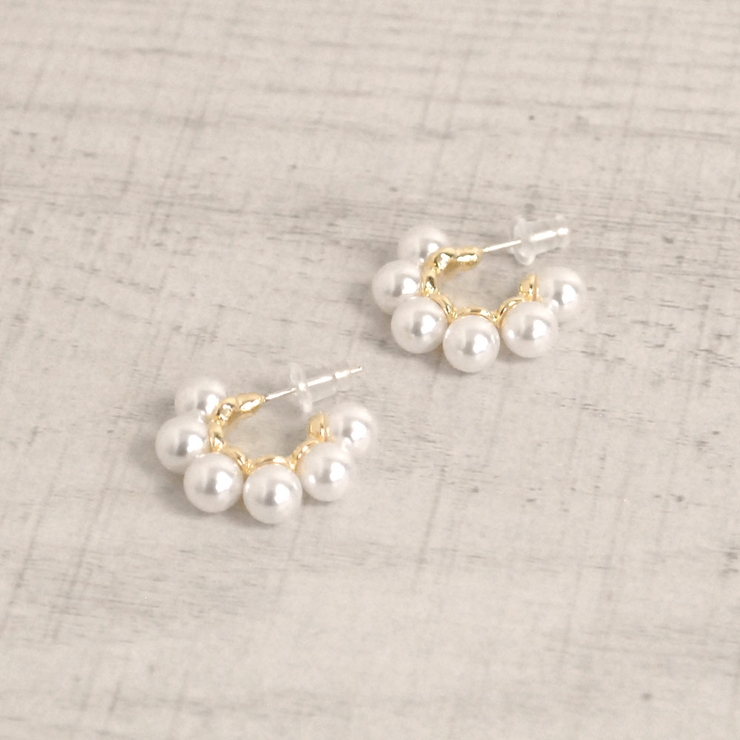 C型大粒パールフープピアス 真珠韓国ファッションパーティーデイリー | FACION | 詳細画像2 