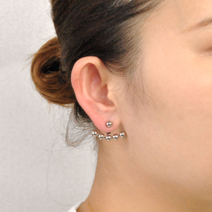 メタルボールカーブ2WAYピアス シルバーゴールドレディースインスタ | FACION | 詳細画像5 