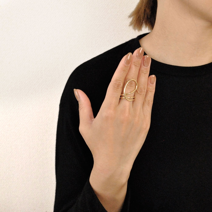 変形ループラインメタルリング 指輪 シルバーゴールド | FACION | 詳細画像5 