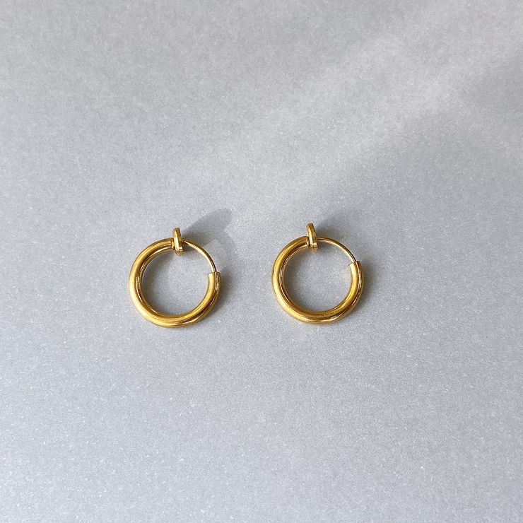 ゴールド | 両耳用ステンレスフープイヤリング フェイクピアス サージカルステンレス | FACION