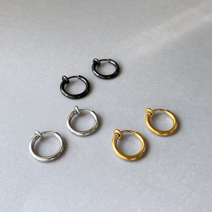 両耳用ステンレスフープイヤリング フェイクピアス サージカルステンレス | FACION | 詳細画像2 